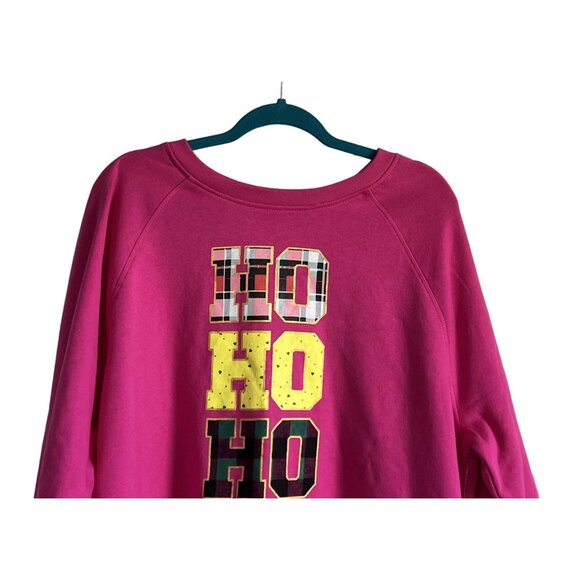 Style and Co Womens XL Pink Holiday Sweatshirt Ho Ho Ho Print Christmas NWT - Picture 2 of 7